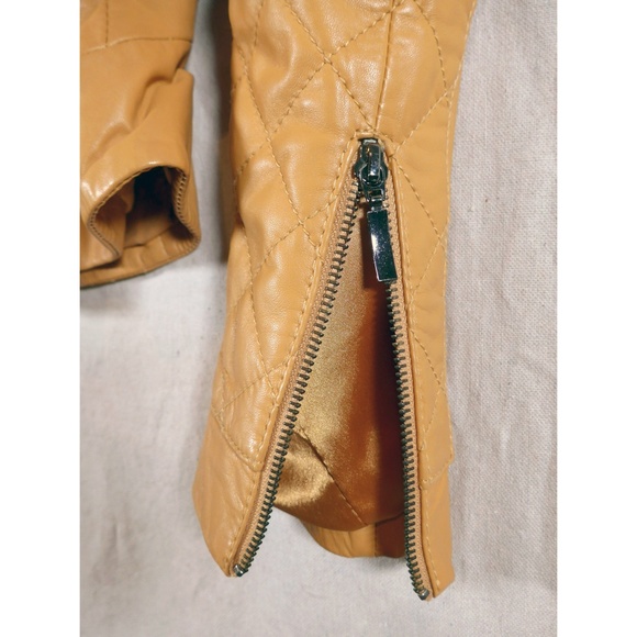 Stefanel Women 8 (fits like 4) Padded Leather Biker Jacket - Picture 9 of 15